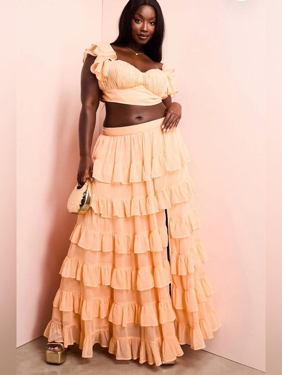 ASOS Curve Dresses & Skirts - ASOS CURVE Peach Tiered Ruffle Maxi Set - READ DESCRIPTION!